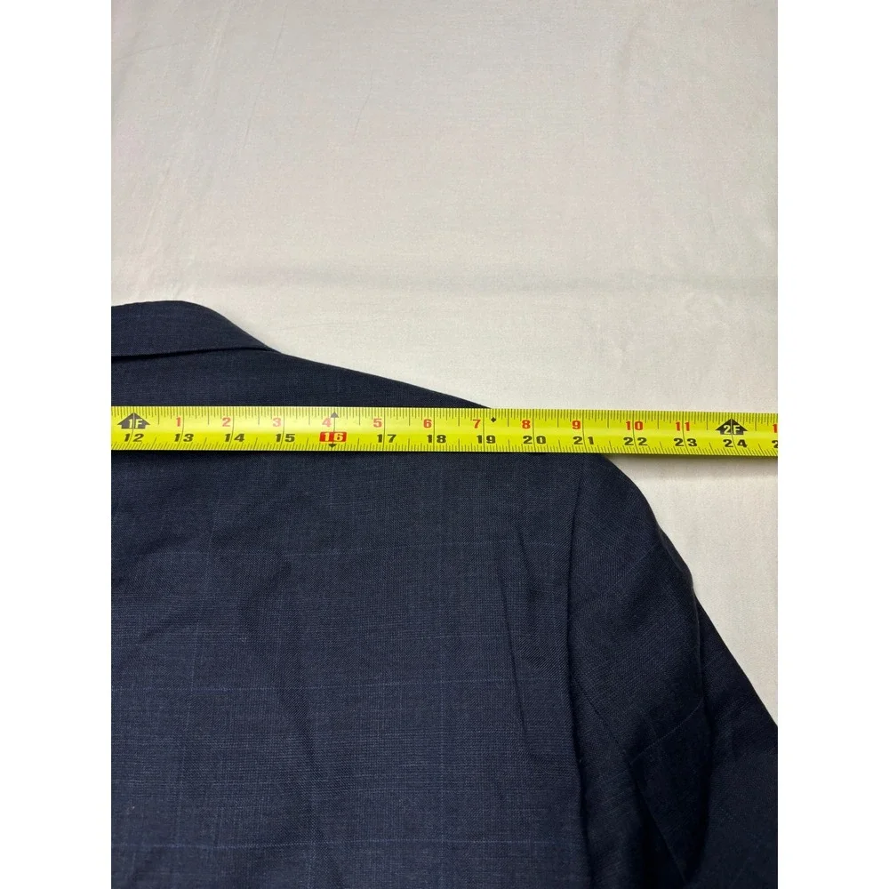 Lauren Ralph Lauren Mens 48R Wool Suit‎ Jacket Navy Blue Windowpane Blazer